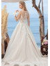 Ivory Lace Organza Illusion Back Airy Wedding Dress Ivory Lace Organza Illusion Back Airy Wedding Dress